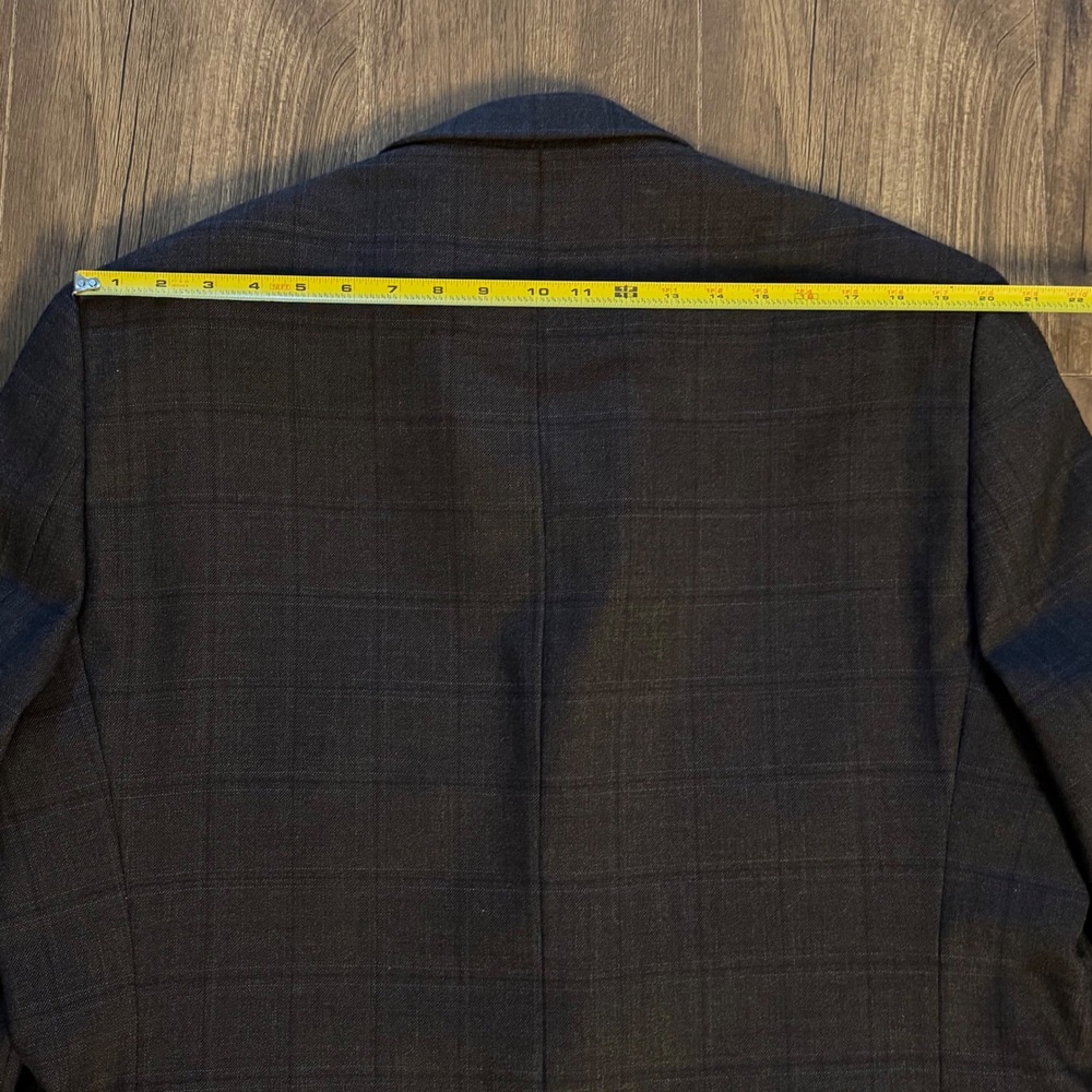 Pronto Uomo Platinum Blazer Charcoal Grey Brown Windowpane 100% Wool 48 Long - Picture 13 of 13